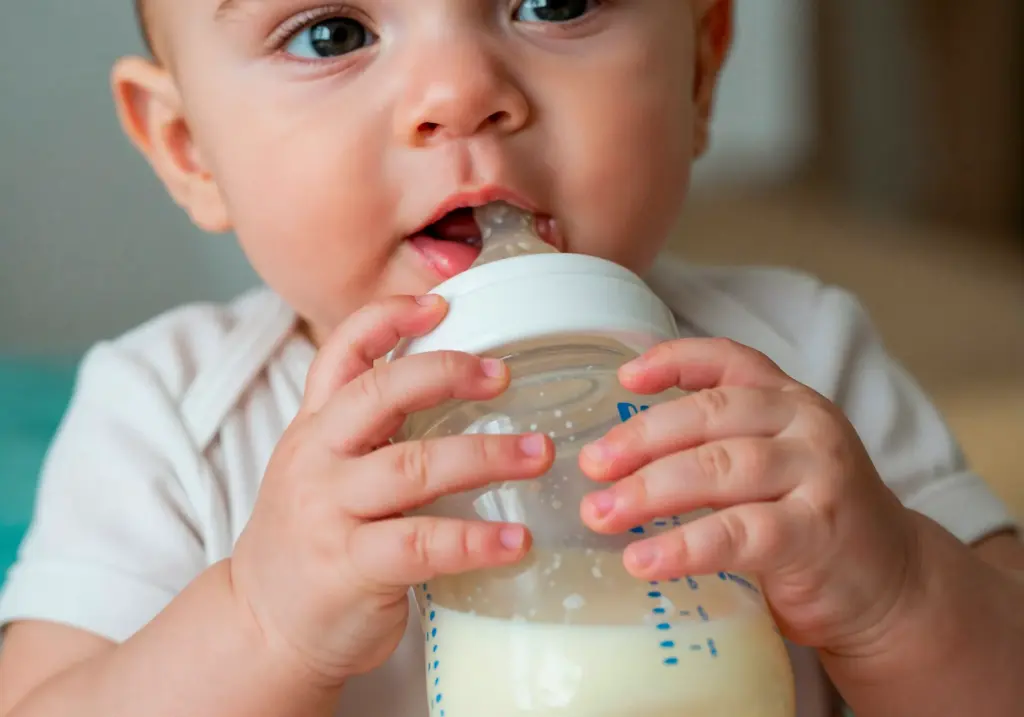 baby drinking milk from bottle