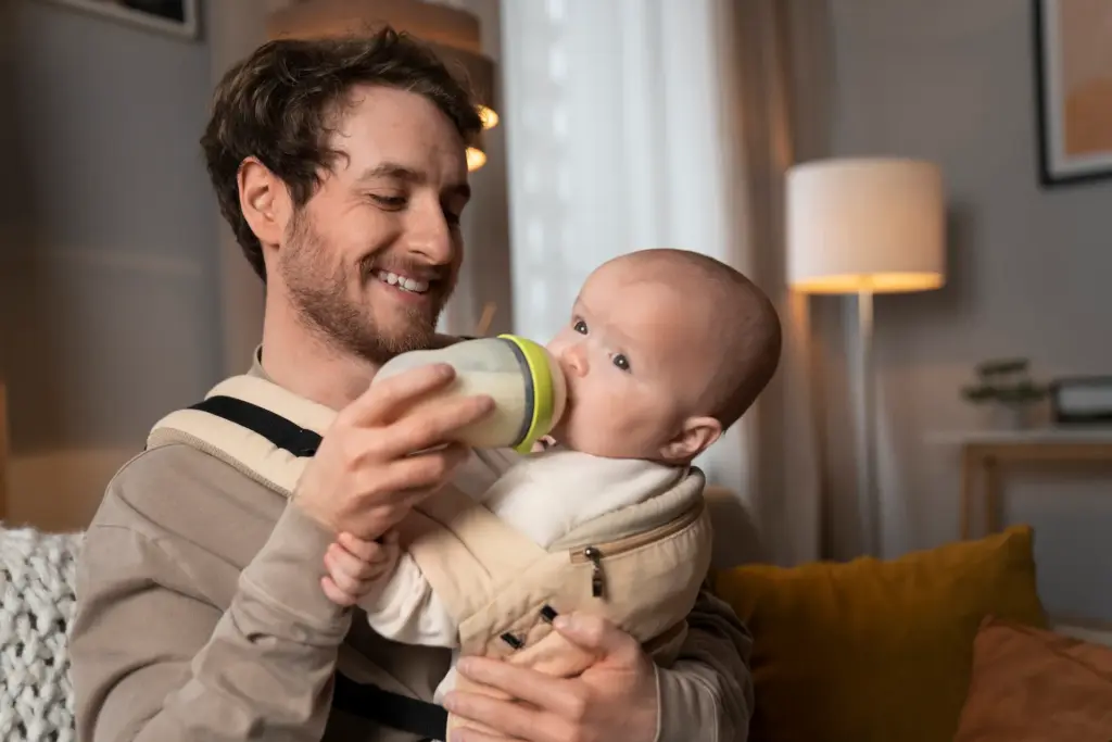 medium shot father feeding baby 1